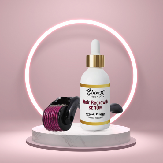 Hair regrowth serum with dermaroller